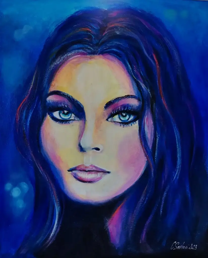 Portraits - Lady in blue (contemporain) - VENDU / SOLD OUT