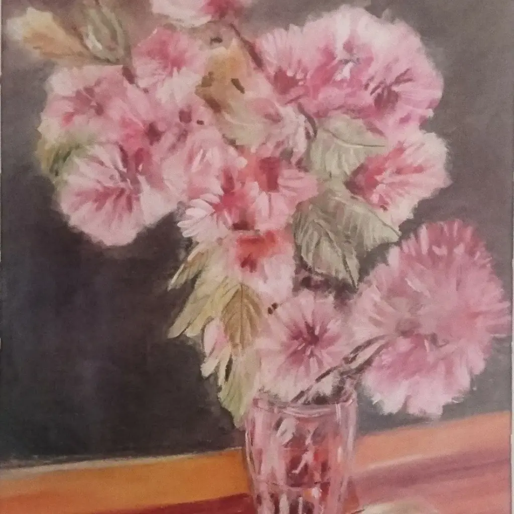 LES FLEURS - Bouquet fond rose